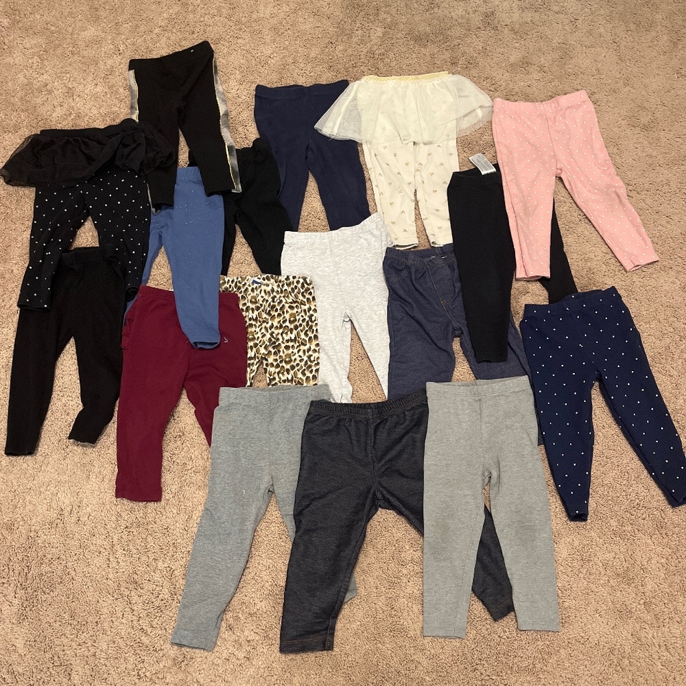 17 pairs of Toddler girl leggings 18-24 months carters brand/target brand